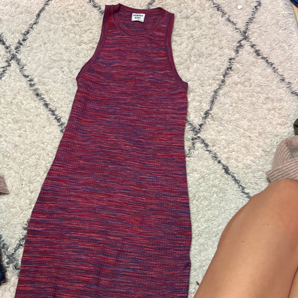 Red and Blue Sleeveless Knit Dress SUNDAY BEST